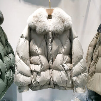 Daunenjacke aus grauem Entendaunen für Damen