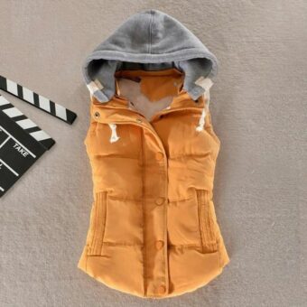 Ärmellose Damen-Daunenjacke mit Fleece-Kapuze