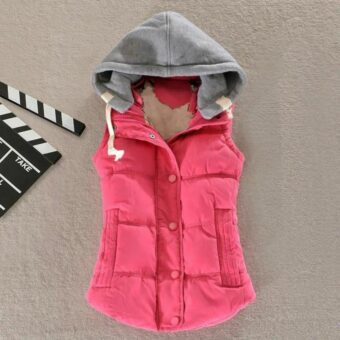 Ärmellose Damen-Daunenjacke mit Fleece-Kapuze