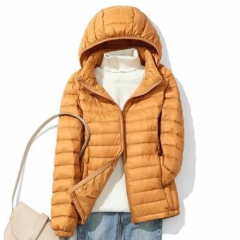 Damen-Daunenjacke mit abnehmbarer Kapuze